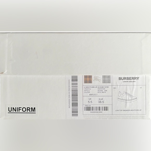 Authentic Burberry Uniform Optic White 38.5 - Picture 9 of 9